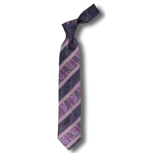 Steven Land "Big Underknot" BWU646 Grey / Lavender / Mauve / Red Artistic Design 100% Woven Silk Necktie / Hanky Set